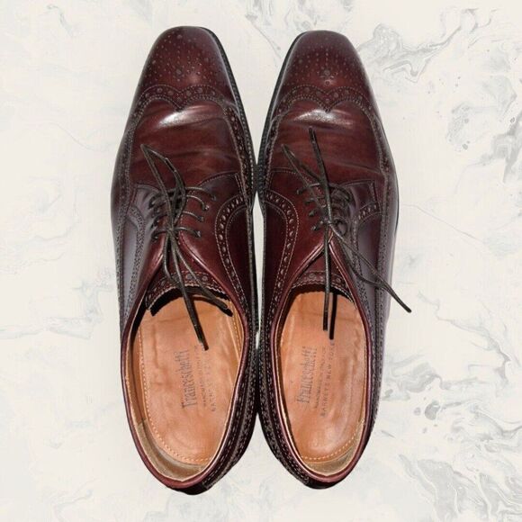 Franceschetti Wingtip Oxford Brown Leather Dress Shoes Mens Size 8 - Picture 6 of 8